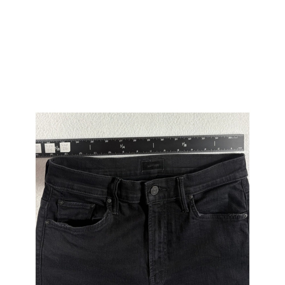 Mother The Insider Crop Step Fray Jeans Womens 27 Black Raw Hem Made in USA - Picture 5 of 7